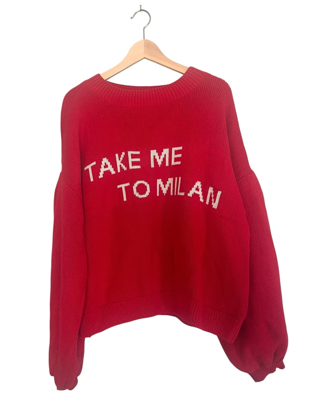 Maeve Red‎ 'Take Me to Milan' Crewneck Cotton Knit Relaxed  Sweater Size XL